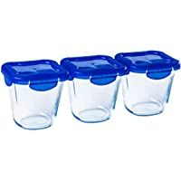 Pyrex® Cook &amp- Go - Juego de 3 recipientes altos de cristal con tapas herméticas e impermeables- 0-8 l- sin BPA